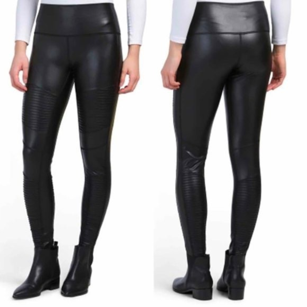 7 For All Mankind Faux Leather‎ Moto Leggings High Rise Size Large Vegan